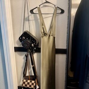 Silk olive green dress